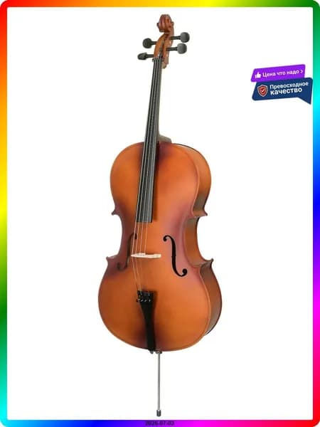 Виолончель студенческая 4/4 с чехлом и смычком, 8 кг, ель и липа, отделка Антик