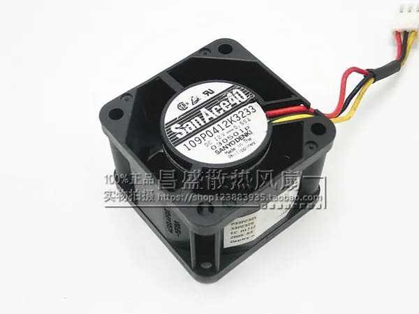 Вентилятор охлаждения Sanyo Denki 109P0412K3233 San Ace 40 40x40x28 мм 12В 0.195А/0.35А/0.55А двойные шарикоподшипники высокий поток для серверов коммутаторов промышленного оборудования