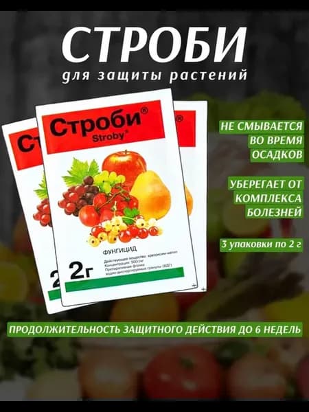 строби фунгицид для растений (3шт по 2гр)