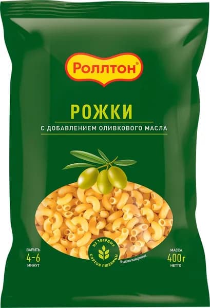 Макароны РОЛЛТОН Рожки, с оливковым маслом, 400г