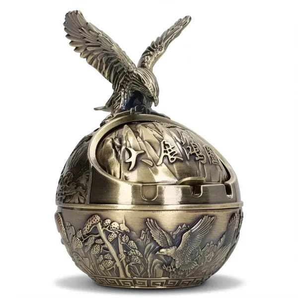 Пепельница Eagle - Винтажная металлическая пепельница с орлом, ретро дизайн для дома и офиса