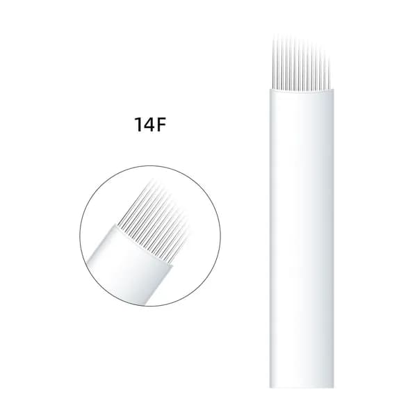 50 PCS 14F Permanent Makeup Needles blades Ручка для микропигментации ручной работы для перманентного макияжа