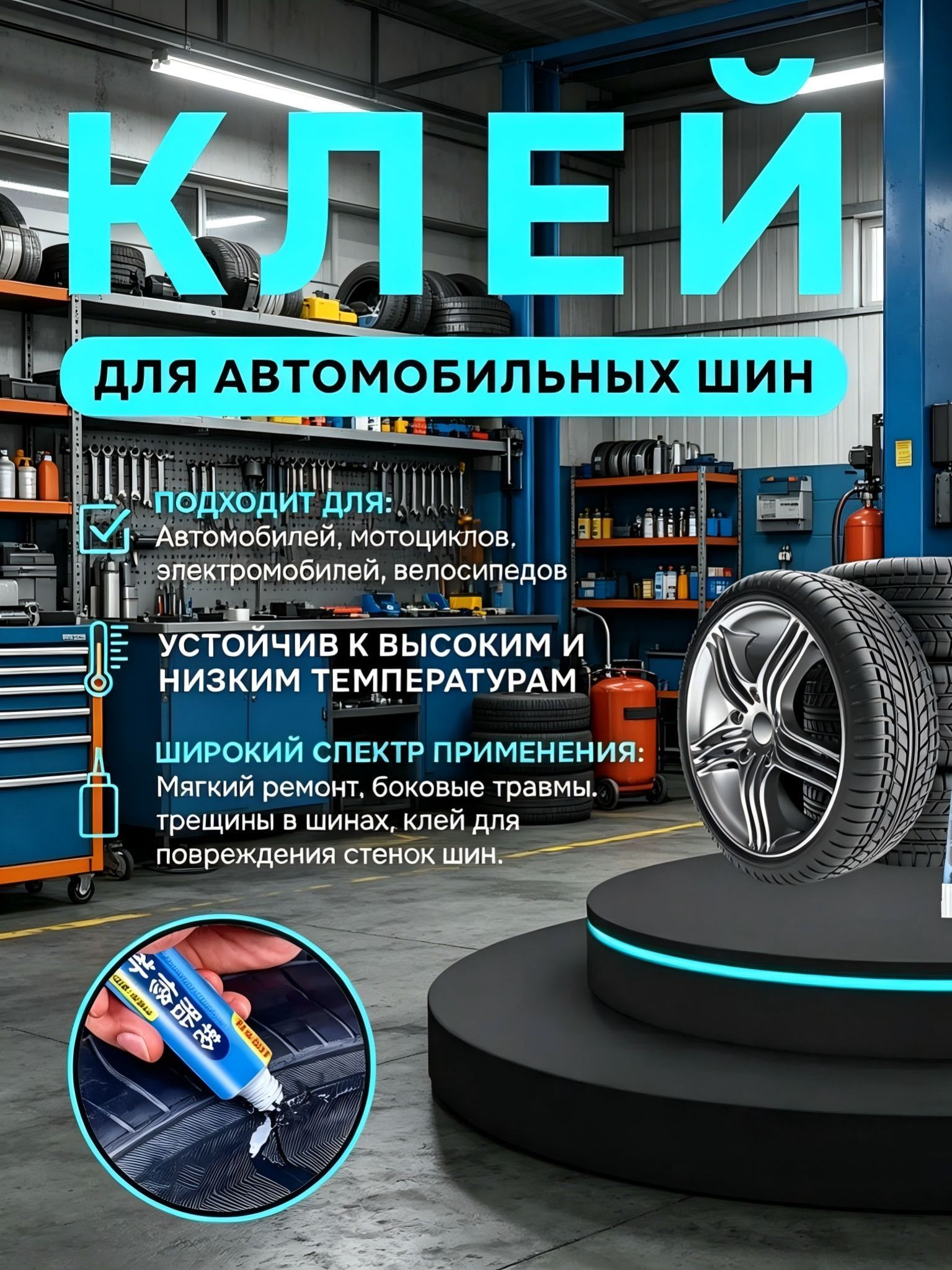 Клей шиноремонтный Гель, 30 мл, 1 шт.