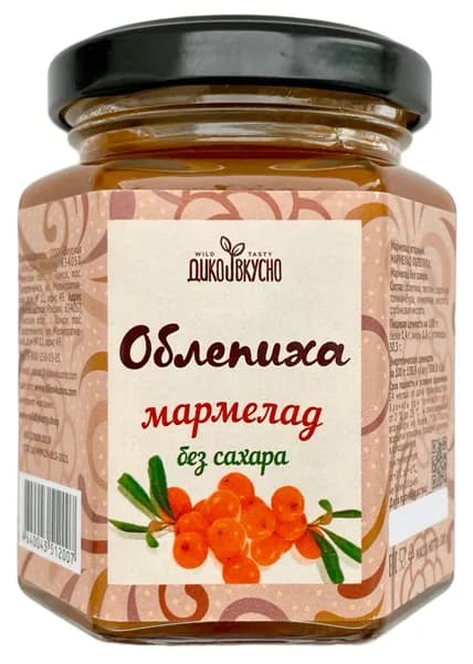 Мармелад ягодный Облепиха (без сахара), 200 гр
