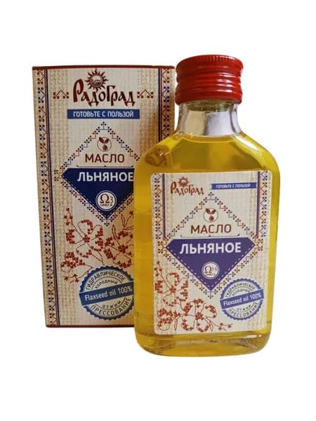 Масло ЛЬНЯНОЕ 100 мл (первый холодный отжим) (Радоград)