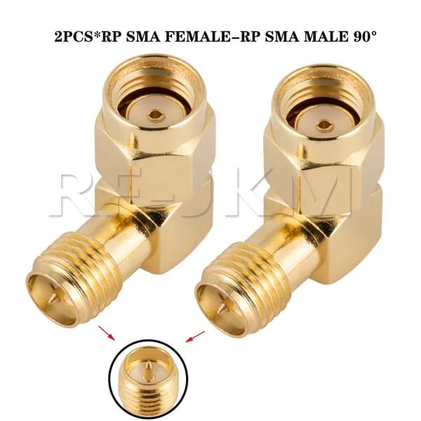 Переходник RP SMA-male - RP SMA-Female угловой, 50 Ом, 2 шт
