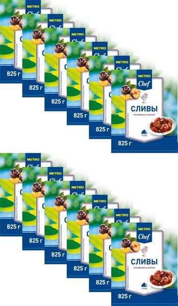 Слива Metro Chef половинки в сиропе, комплект: 12 упаковок по 825 г