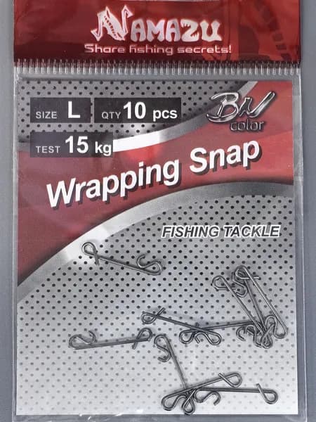 Безузловая застежка рыболовная Namazu WRAPPING SNAP, цв. BN, р. L, test-15 кг (уп.10 шт)
