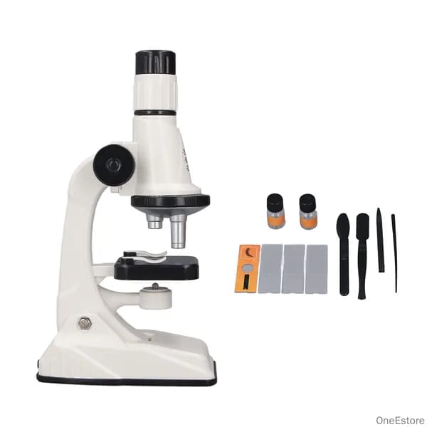 Биологический микроскоп с тройным увеличением, двойной светодиодной подсветкой и металлическим корпусом для точной фокусировки для школьного использования и детского обучения
