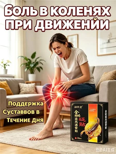 Пластырь Золотой Скорпион от боли в коленях, поддержка суставов при движении, разогревающее средство от артрита
