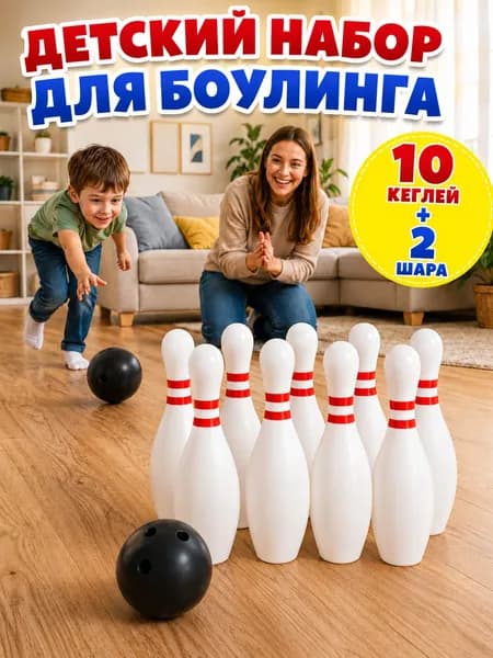 Детский боулинг 12 шт, набор для активных игр дома и на улице, игрушка для детей