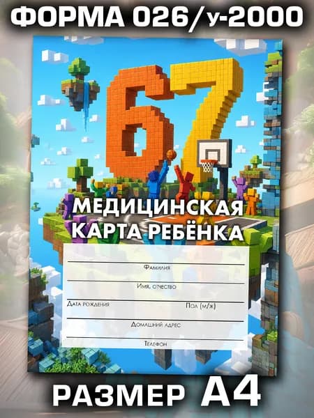 Медицинская карта в школу и детский сад, формат А4