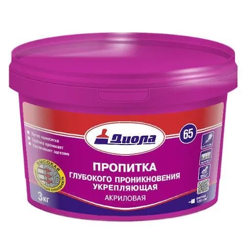 Грунтовка пропитка диола акриловая 3кг д-65