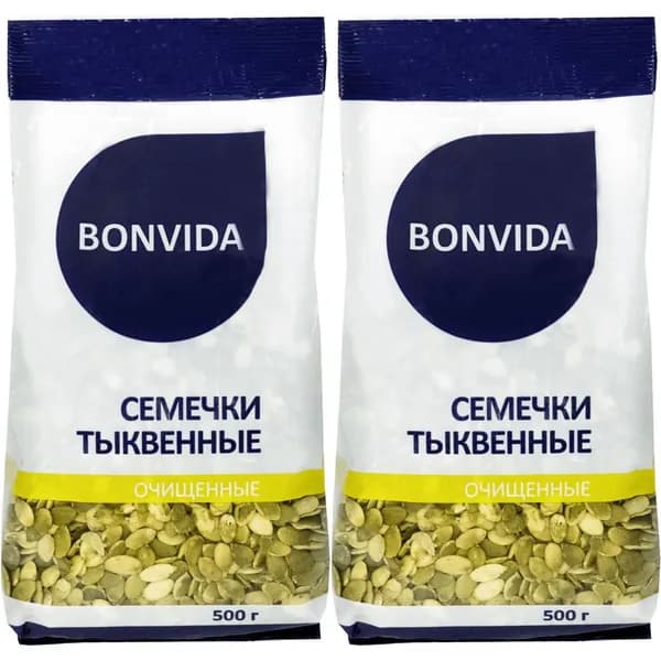 Семечки тыквенные Bonvida очищенные 500 г, набор: 2 штуки