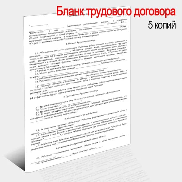 Стандартный бланк Трудовой договор
