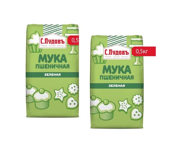 Мука пшеничная цветная зеленая в/с, С.Пудовъ 500 г