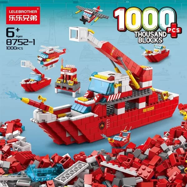 Конструктор детской техники и динозавров 1000 деталей 6-в-1, maroon