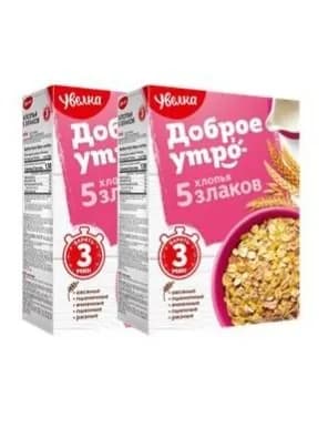 Хлопья Увелка "Доброе утро" 5 злаков, 2уп по 350 г