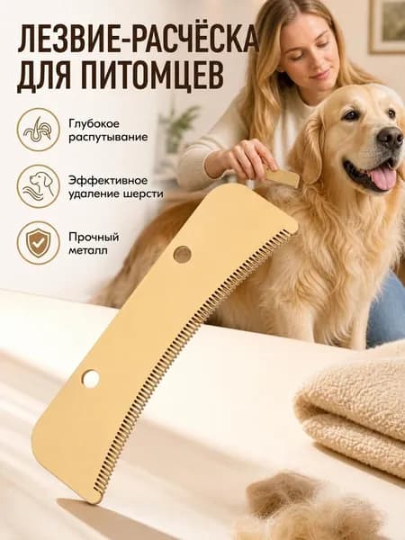Колтунорез для собак профессиональный с изогнутыми зубьями, расческа-грабли для подшерстка, товары для животных от колтунов