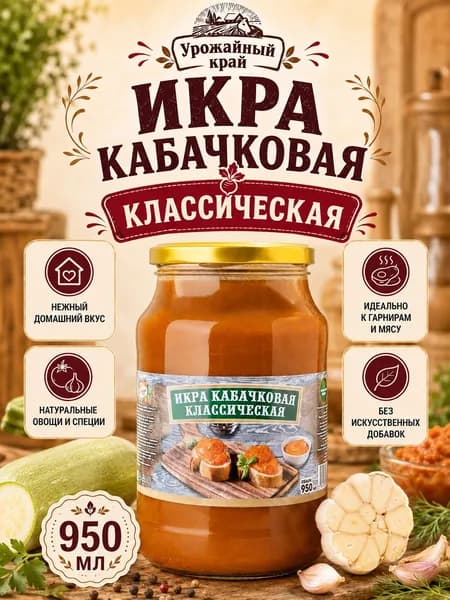 Икра кабачковая классическая ГОСТ, 950 мл