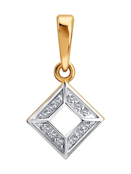 Подвеска золотая 585 пробы на шею женская, кулон с бриллиантами, золото Diamant