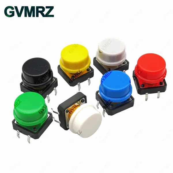 24PCS тактильный кнопочный переключатель мгновенный 12 * 12 * 7.3MM Micro переключатель кнопка + 12PCS Tact Cap (6 цветов) для Arduino переключатель