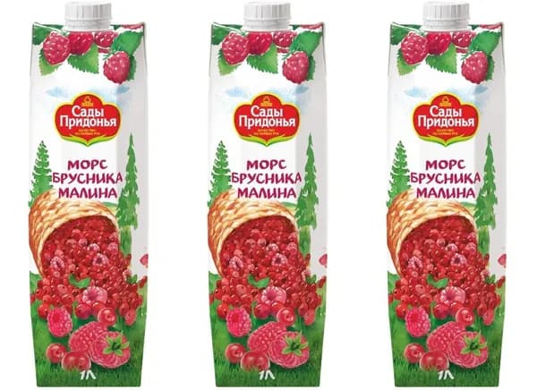 Сады Придонья Морс бруснично-малиновый 1 л, 3 шт