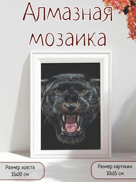 Алмазная мозаика картина стразами Пантера/Размер холста 15х20 см/Размер картинки 10х15 см