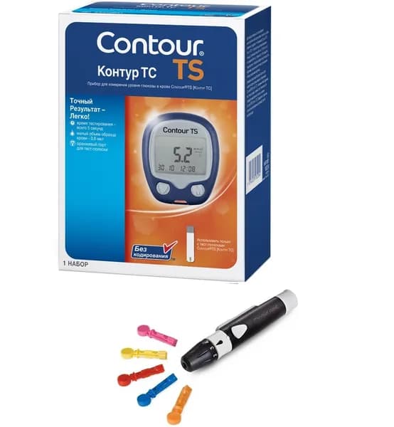 Глюкометр "Contour TS" (Контур ТС) с прокалывателем "Microlet-NEXT" + 25 ланцетов
