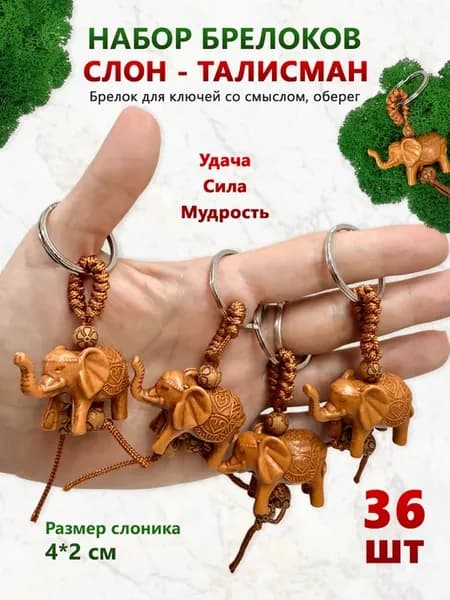 Брелок для ключей Слон оберег 36 шт набор на подарки