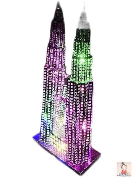 Башни-близнецы (цветные огни) / 3D металлические головоломки DIY Взрослые игрушки
