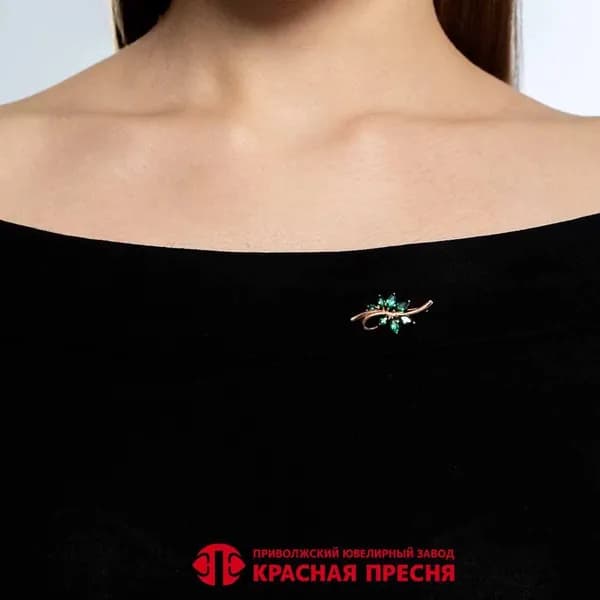 Брошь из золоченого серебра 925 со шпинелью Б13815847-7