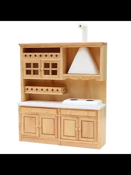 Деревянный кухонный гарнитур для кукольного домика 1 12 B