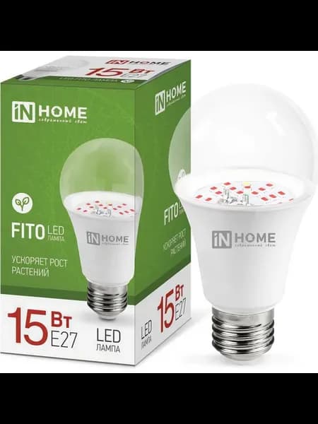 Светодиодная лампа IN HOME LED-A60-FITO 15Вт 230В Е27