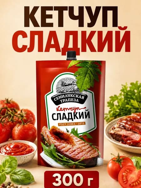 Семилукская трапеза Кетчуп Сладкий, 300 грамм, 1 пачка