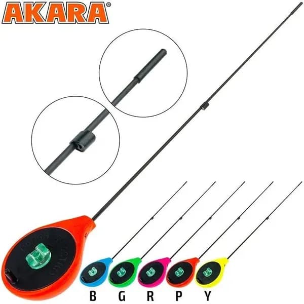 Удочка зимняя Akara Universal GL / Цвет красный, длина 25,5 см , хлыст стеклопластик под кивок / Балалайка Акара для зимней рыбалки на окуня , судака , щуку