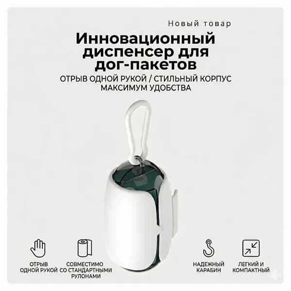 Диспенсер Лапки Дом для гигиенических пакетов собак с фиксацией на поводке