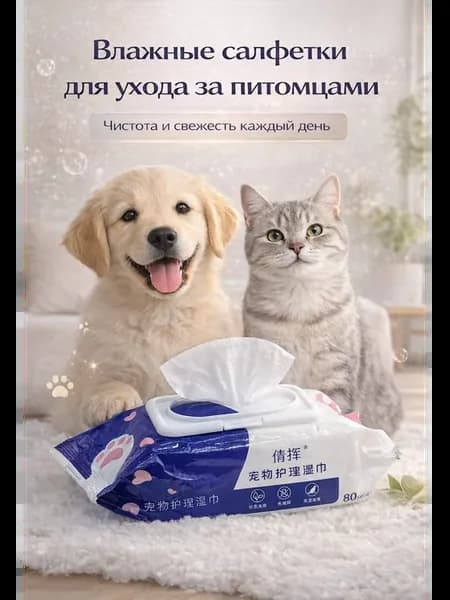 Очищающие антибактериальные салфетки для животных