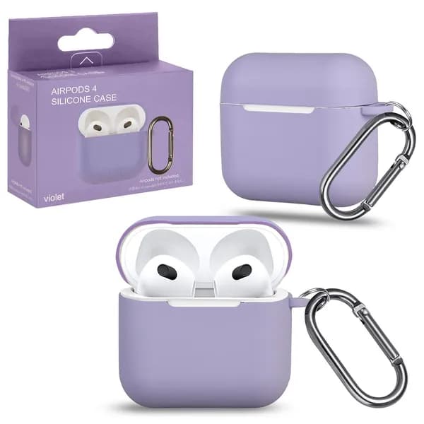 Чехол AirPods 4 силиконовый/ кейс для наушников Apple Violet/ противоударный