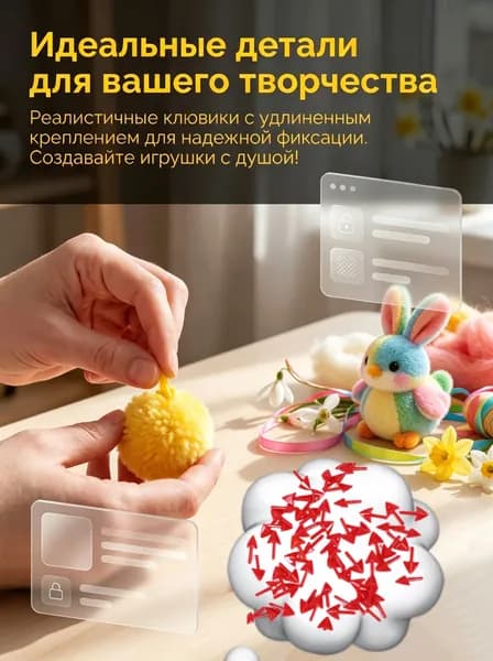 Крючок для игрушек с винтовой головкой7*15 мм / Крючок для игрушек, рукоделия и творческих проектов
