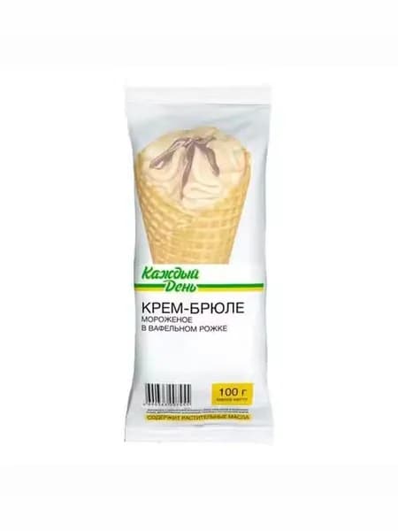 Мороженое сливочное Каждый День крем-брюле рожок СЗМЖ 100 г