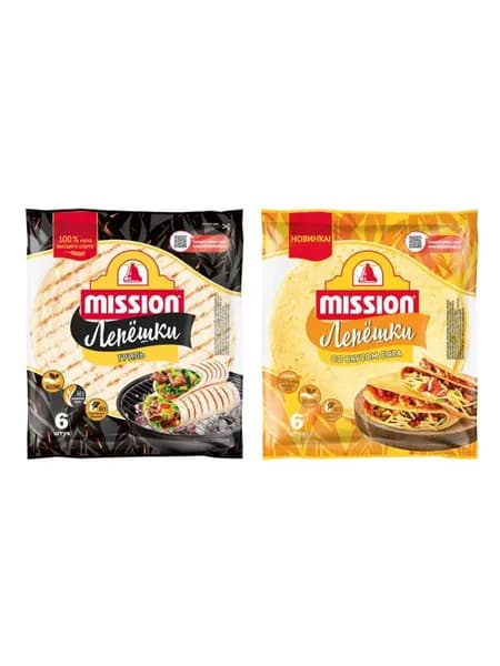 Mission Лепешки пшеничные "Гриль" и "Со вкусом сыра" по 1 уп