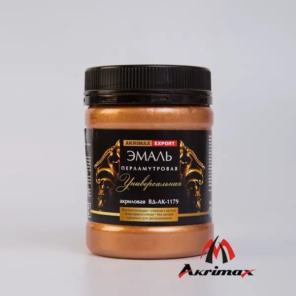 Краска, Эмаль перламутровая декоративная без запаха 0,23 кг AKRIMAX, эмаль для наружных и внутренних работ, водостойкая краска по металлу, Акриловая, быстросохнущая, бронзовый