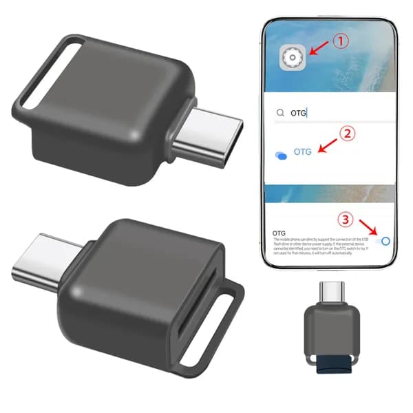 USB-C-ридера для карт microSD из цинкового сплава с ремешком