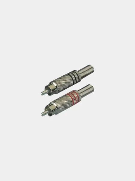Разъем RCA "шт" металл 3 полосы на кабель (красный или черный) под пайку (1шт)