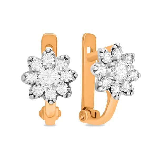Серьги детские с фианитами из красного золота 375 пробы 585GOLD