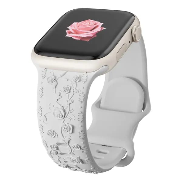 Ремешок с цветочной гравировкой для Apple Watch 40мм 44мм 41мм 49мм 45мм 38мм 42мм, силиконовый ремешок для iwatch 9 7 se 6 8 ultra 2