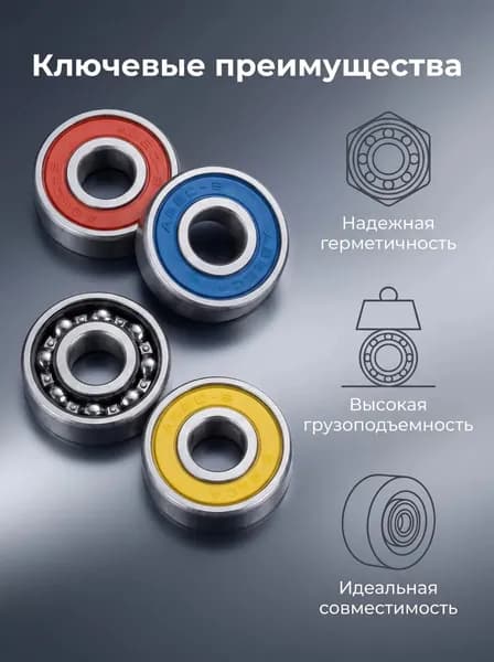 Подшипник 608rs Abec-9 комплект из 10 штук красного