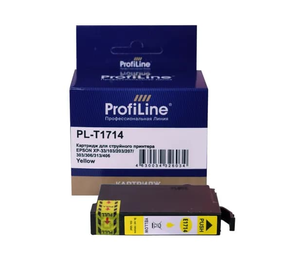 Картридж для струйного принтера T1714 ProfiLine для Epson Expression Home XP-33/XP-103/XP-203/XP-207/XP-303 и др., цвет желтый
