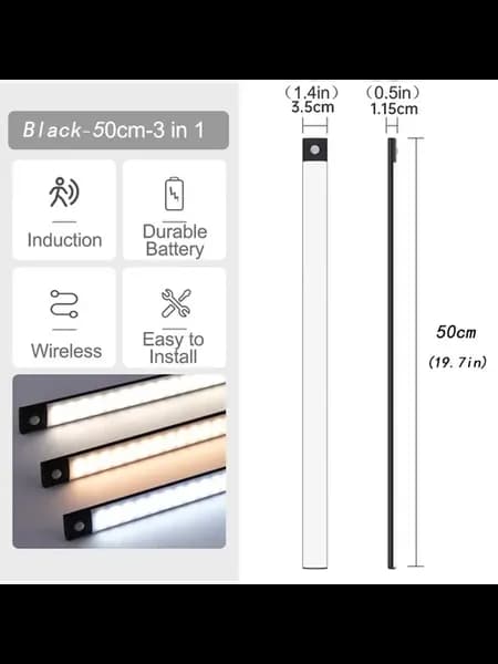 Подсветка под шкафом LED датчик движения Black-50cm-3